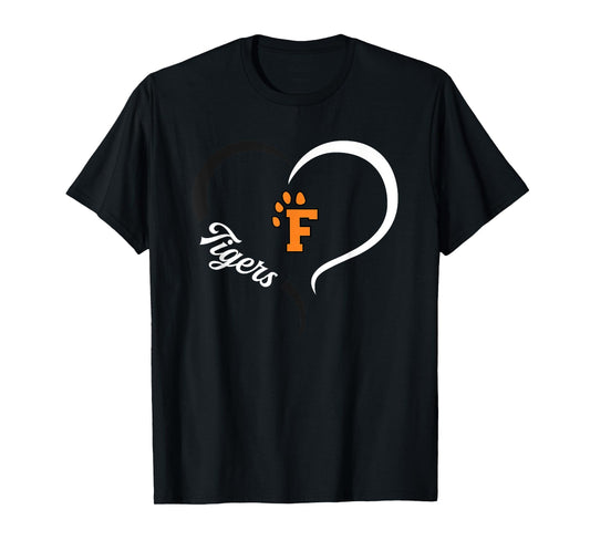 Fenton Tigers Logo Half Heart Slogan HS T-Shirt