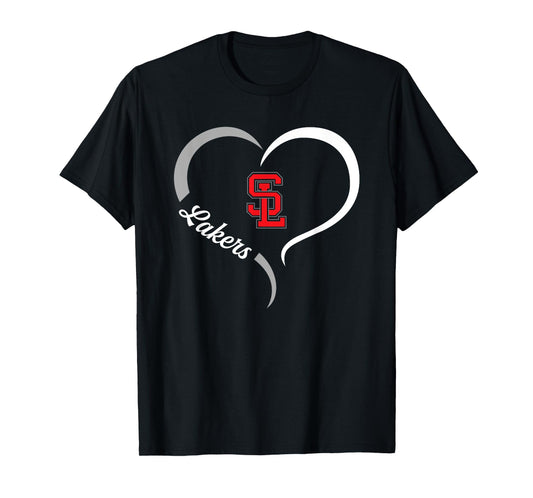 Spring Lake Lakers Logo Half Heart Slogan HS T-Shirt