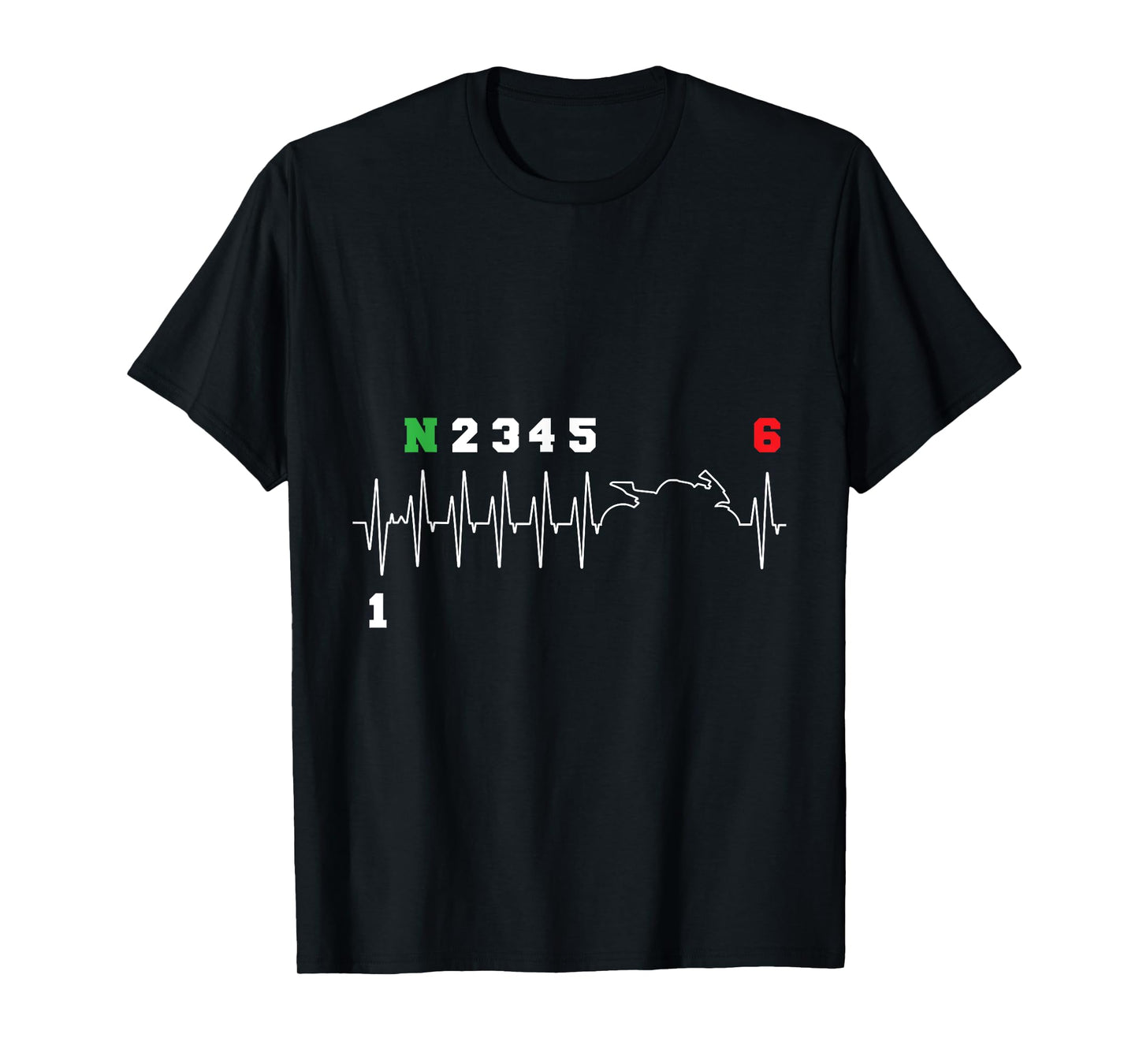 Motorcyclist Heartbeat ECG Motorcycle Bike Gearshift Biker T-Shirt