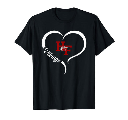 Homewood-Flossmoor Vikings Logo Half Heart Slogan HS T-Shirt