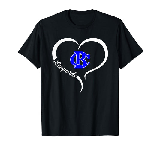 Banks County Leopards Logo Half Heart Slogan HS T-Shirt
