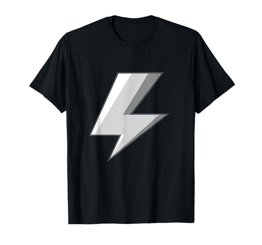 Lightning Bolt White Grey Graphic Tee Easy Halloween Costume T-Shirt