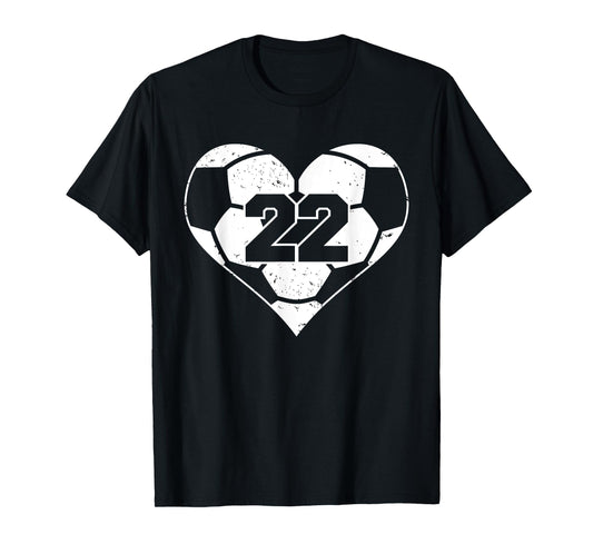 Soccer Number 22 Jersey Funny Soccer Heart Game Day T-Shirt