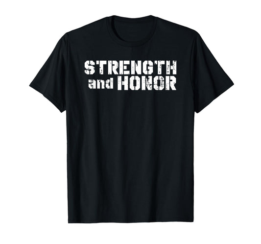 Elite Workout Fitness Collections Strength And Honor Fitness Exercise T-Shirt For Winners - Black, Unisex, Short Sleeve, Modern, Letter Print