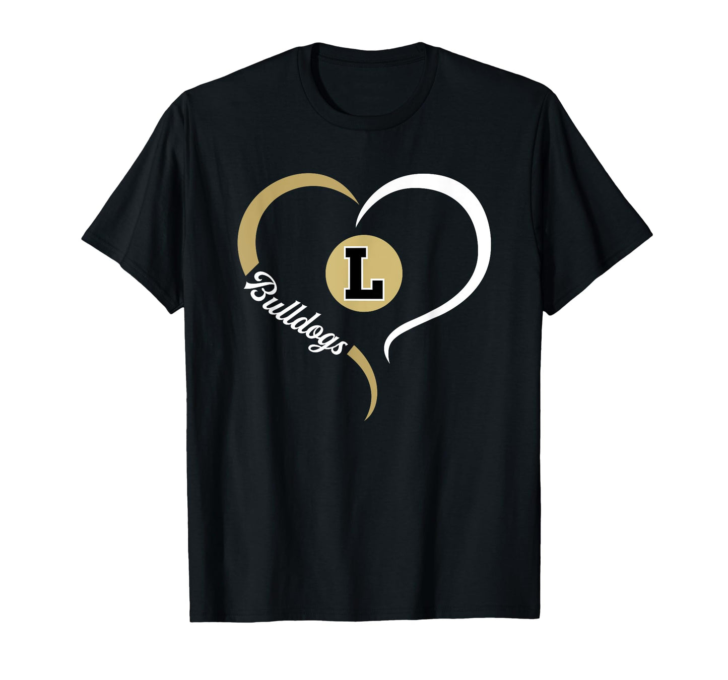 Lapel Bulldogs Logo Half Heart Slogan HS T-Shirt