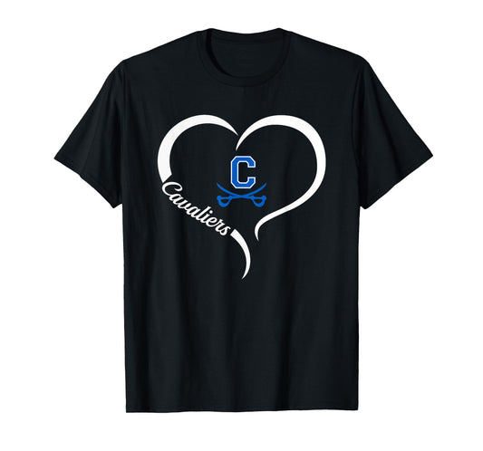 Chillicothe Cavaliers Logo Half Heart Slogan HS T-Shirt