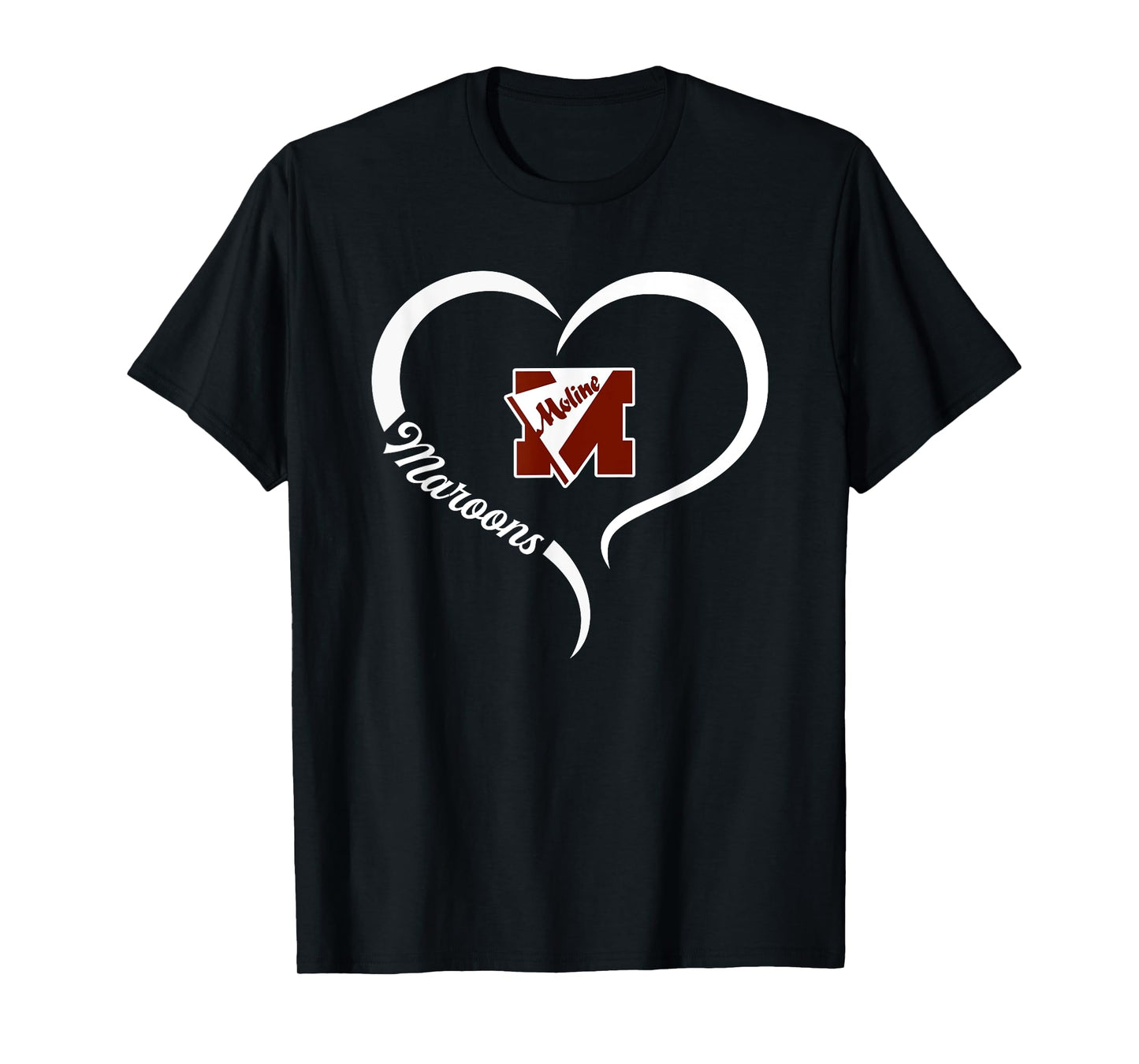 Moline Maroons Logo Half Heart Slogan HS T-Shirt