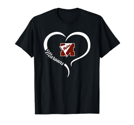 Moline Maroons Logo Half Heart Slogan HS T-Shirt