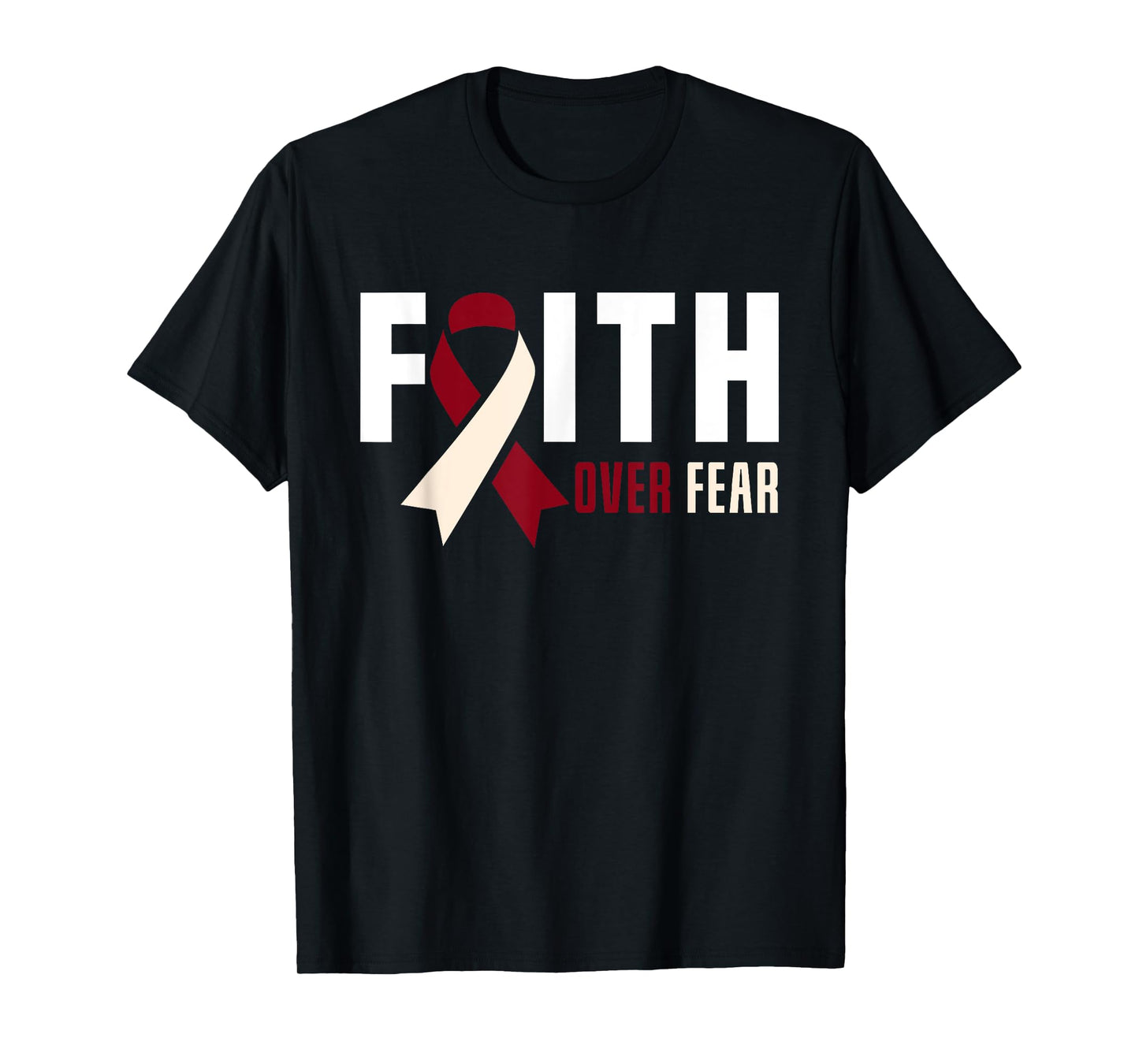 Faith Fear Jesus God Throat Oral Head Neck Cancer Awareness T-Shirt