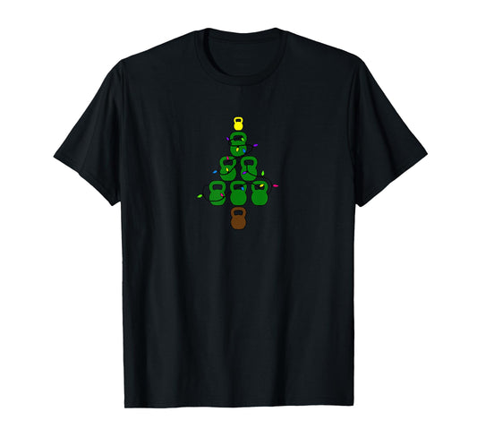 Kettlebell Christmas Tree With Lights Workout T-Shirt T-Shirt