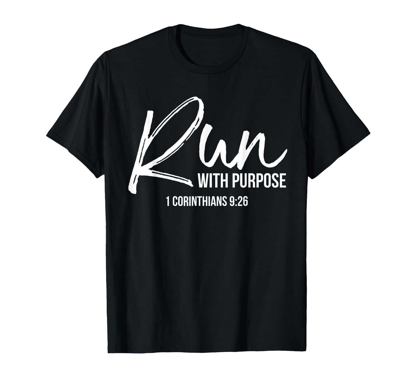 P37 Design Studio Jesus Shirts Christian Runner Gift Running Gear Run With Purpose Quote T-Shirt - Women's, Black, Small, Short Sleeve, Classic Fit, Cotton 100%