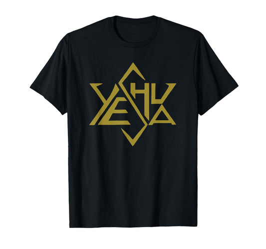 Yeshua T Shirt Jesus Gold Super Star Tetrahedron of David T-Shirt