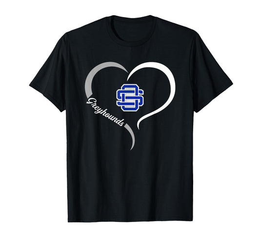Ocean Springs Greyhounds Logo Half Heart Slogan HS T-Shirt
