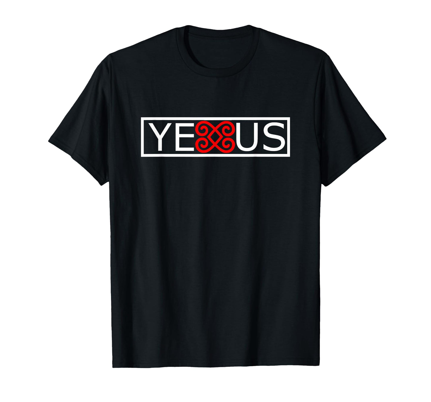 Hmong Jesus Yexus White Letters Border Heart Red Symbol T-Shirt