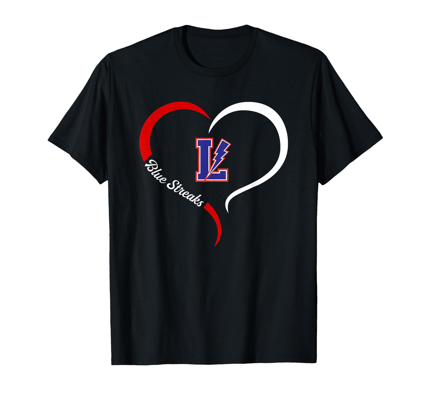 Lake Blue Streaks Logo Half Heart Slogan HS T-Shirt