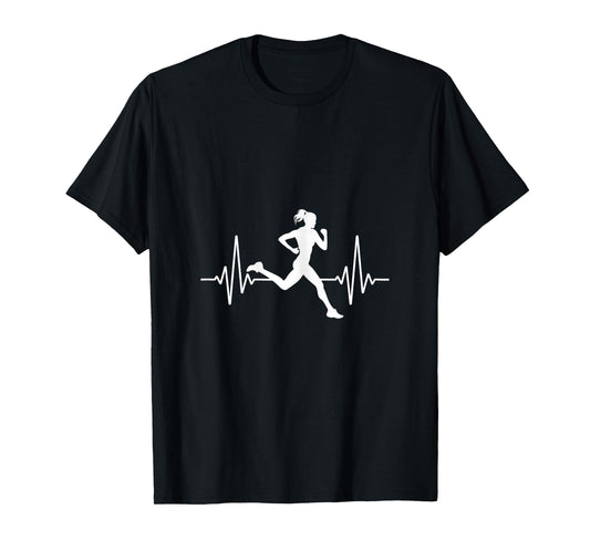 Runners Heartbeat Female - Funny Runners & Running Gift T-Shirt