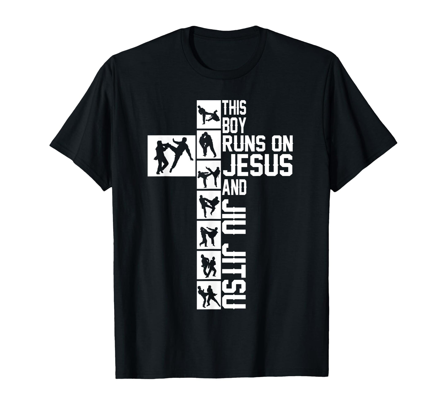 christian jiu jitsu tee this boy runs on jesus and jiu jitsu T-Shirt