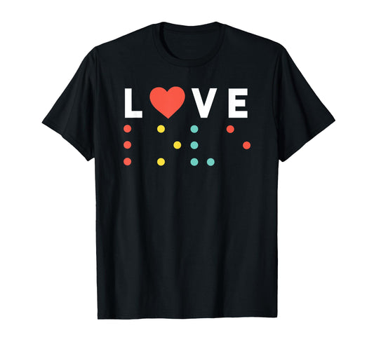 Vintage Love, Braille love gift, red heart T-Shirt