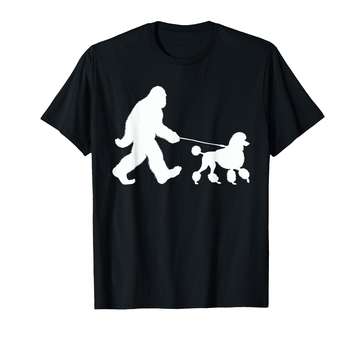 Bigfoot Walking a Dog Funny Standard Poodle Lovers Dog Dad T-Shirt