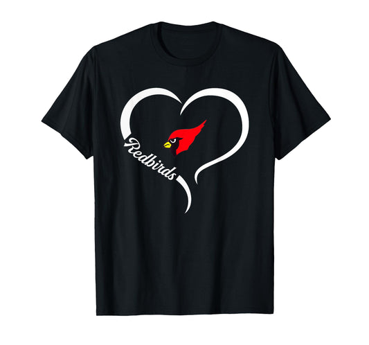 Metamora Township Redbirds Logo Half Heart Slogan HS T-Shirt