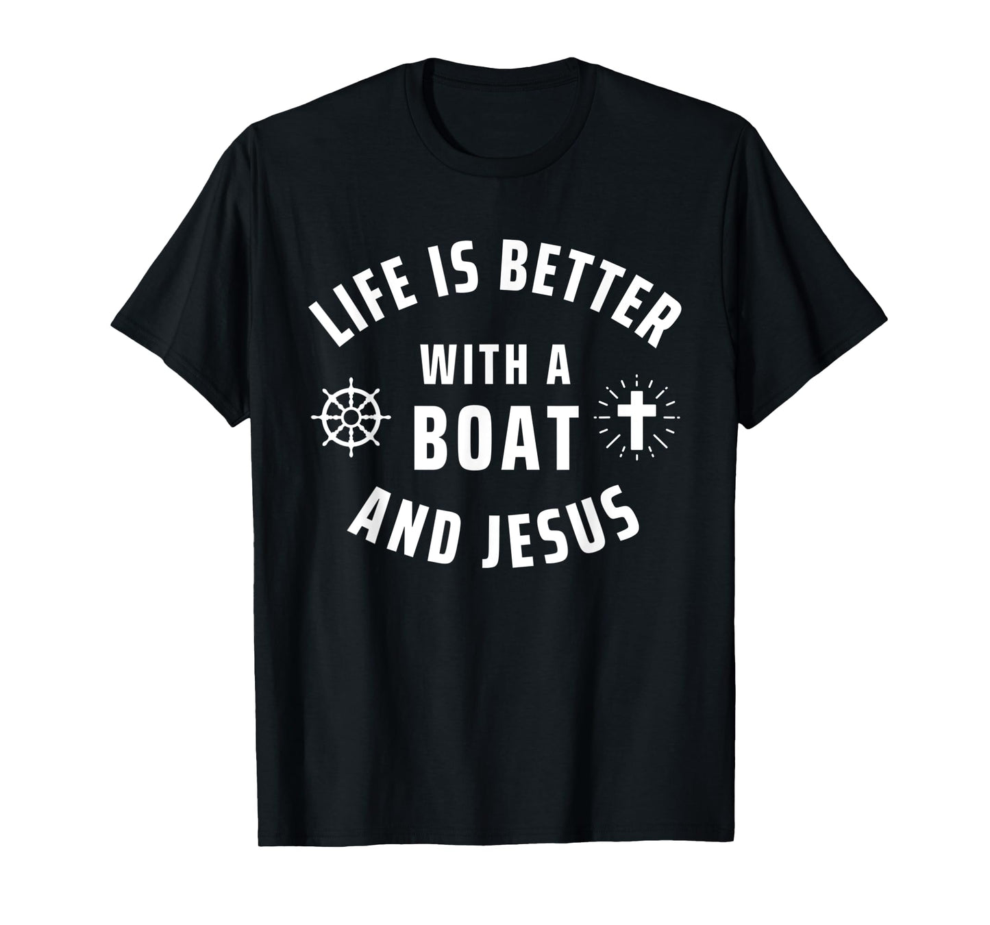 Boat And Jesus Boating Religious Captain Sailor Boater T-Shirt
