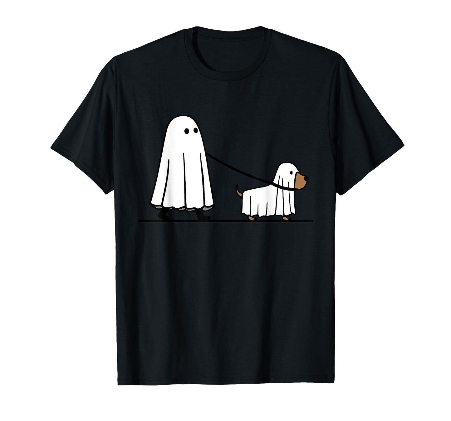 Halloween Ghost Walking Dog Dogs Cute Ghosts Retro Groovy T-Shirt