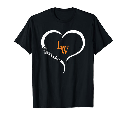 Lake Wales Highlanders Logo Half Heart Slogan HS T-Shirt
