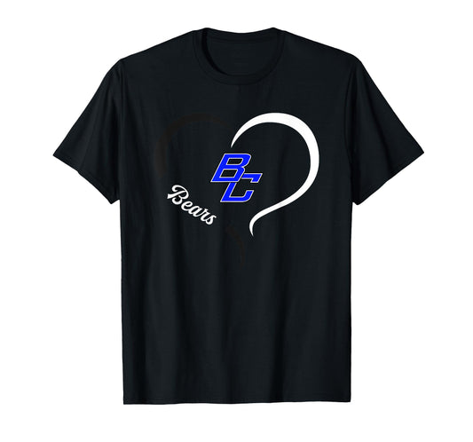 Burke County Bears Logo Half Heart Slogan HS T-Shirt