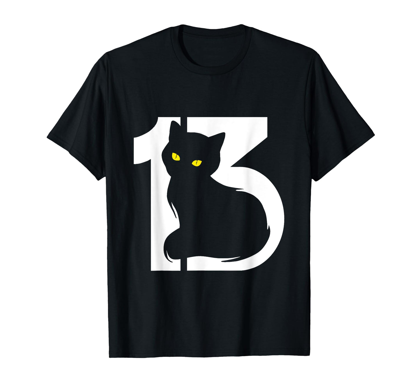Unlucky Number 13 Cat Silhouette T-Shirt for Men Women Kids