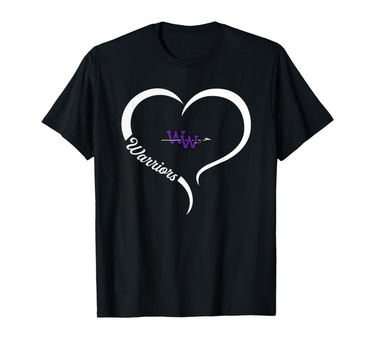 Woodhaven Warriors Logo Half Heart Slogan HS T-Shirt