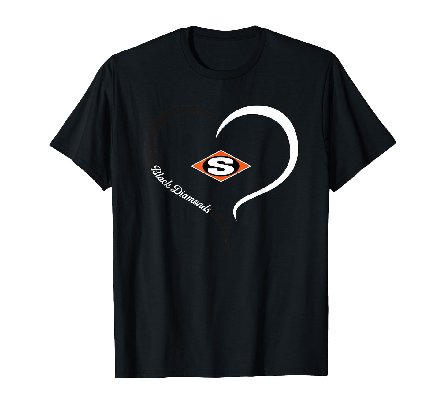 Sallisaw Black Diamonds Logo Half Heart Slogan HS T-Shirt