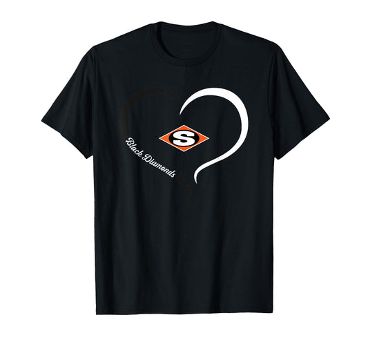 Sallisaw Black Diamonds Logo Half Heart Slogan HS T-Shirt