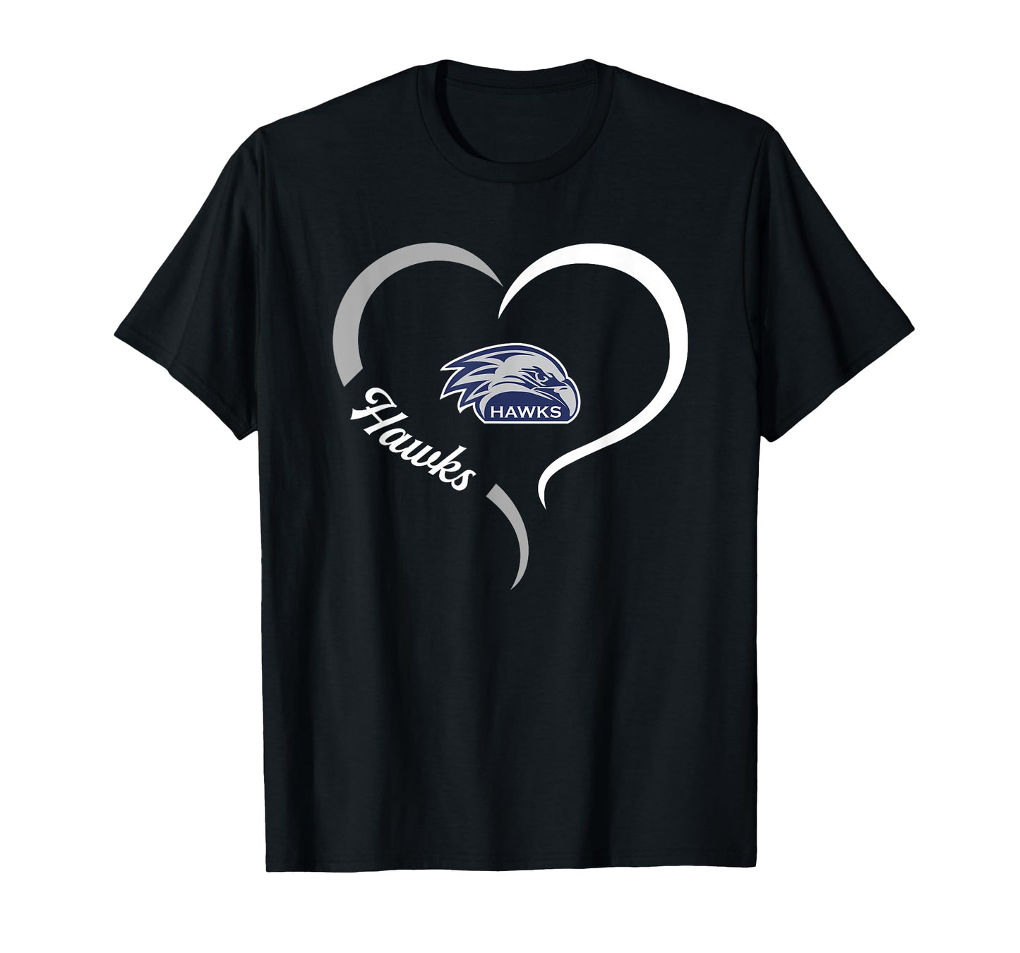 River Ridge Hawks Logo Half Heart Slogan HS T-Shirt