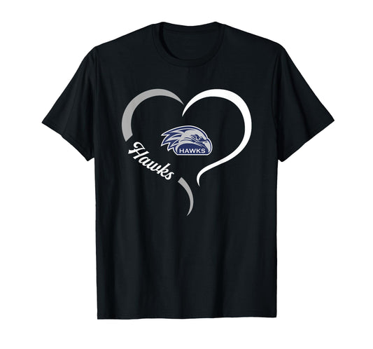 River Ridge Hawks Logo Half Heart Slogan HS T-Shirt