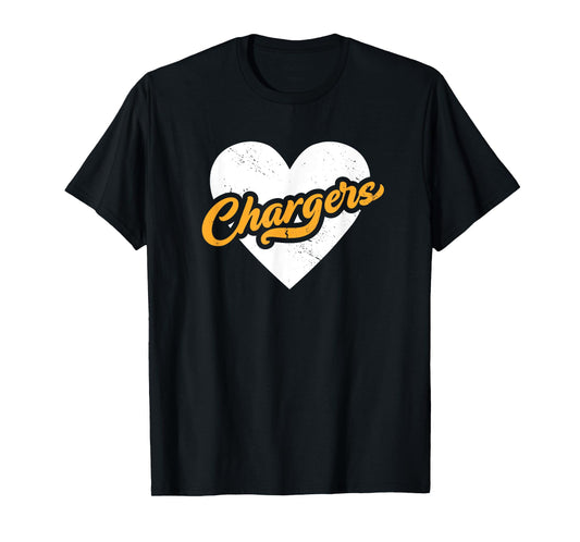 Vintage Chargers High School Go Chargers Pride Heart T-Shirt