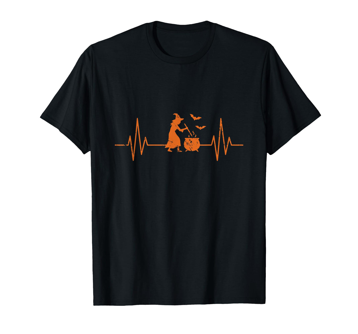 Witch Cauldron Heartbeat EKG Line Halloween T-Shirt