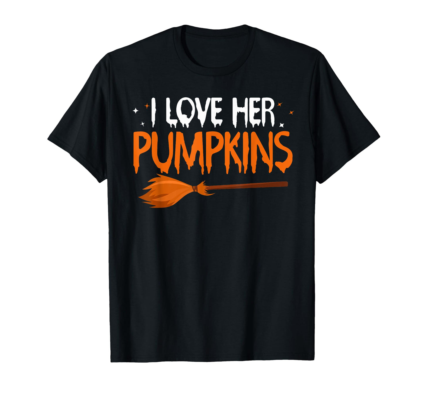 I Love His Broomstick I Love Her Pumpkins Halloween Couples T-Shirt
