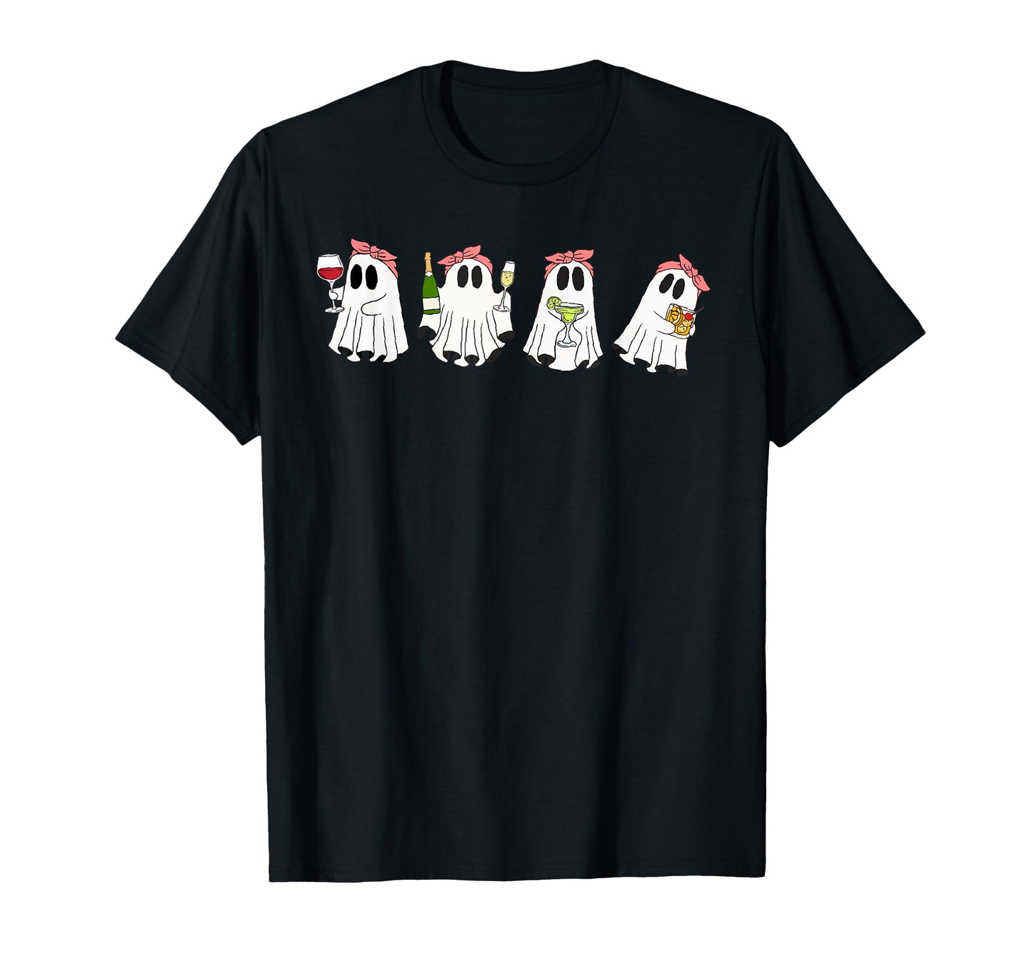 Halloween Ghost Wine Ghost Cute Lace Ghost Halloween Spooky T-Shirt