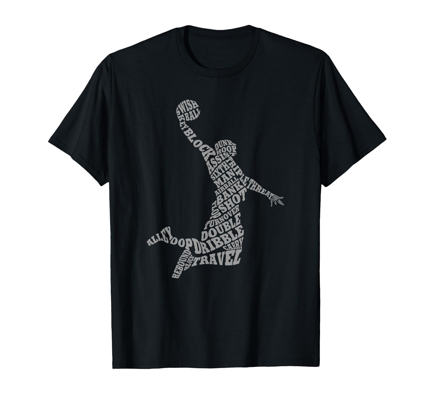 Threadrock Basketball Player Typography Word Art T-Shirt