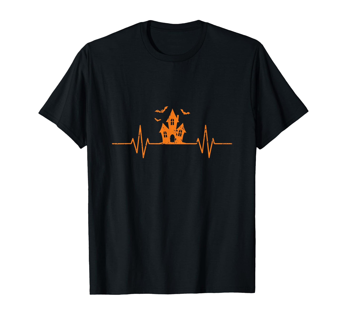 Halloween House Heartbeat EKG Line Halloween T-Shirt