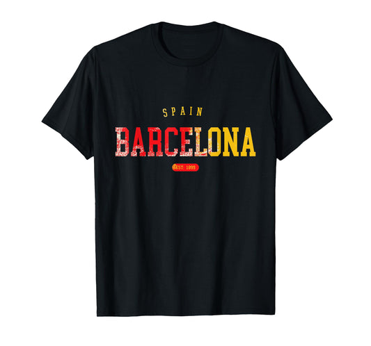 Vintage Barcelona Spain Athletic Sport Varsity Style T-Shirt