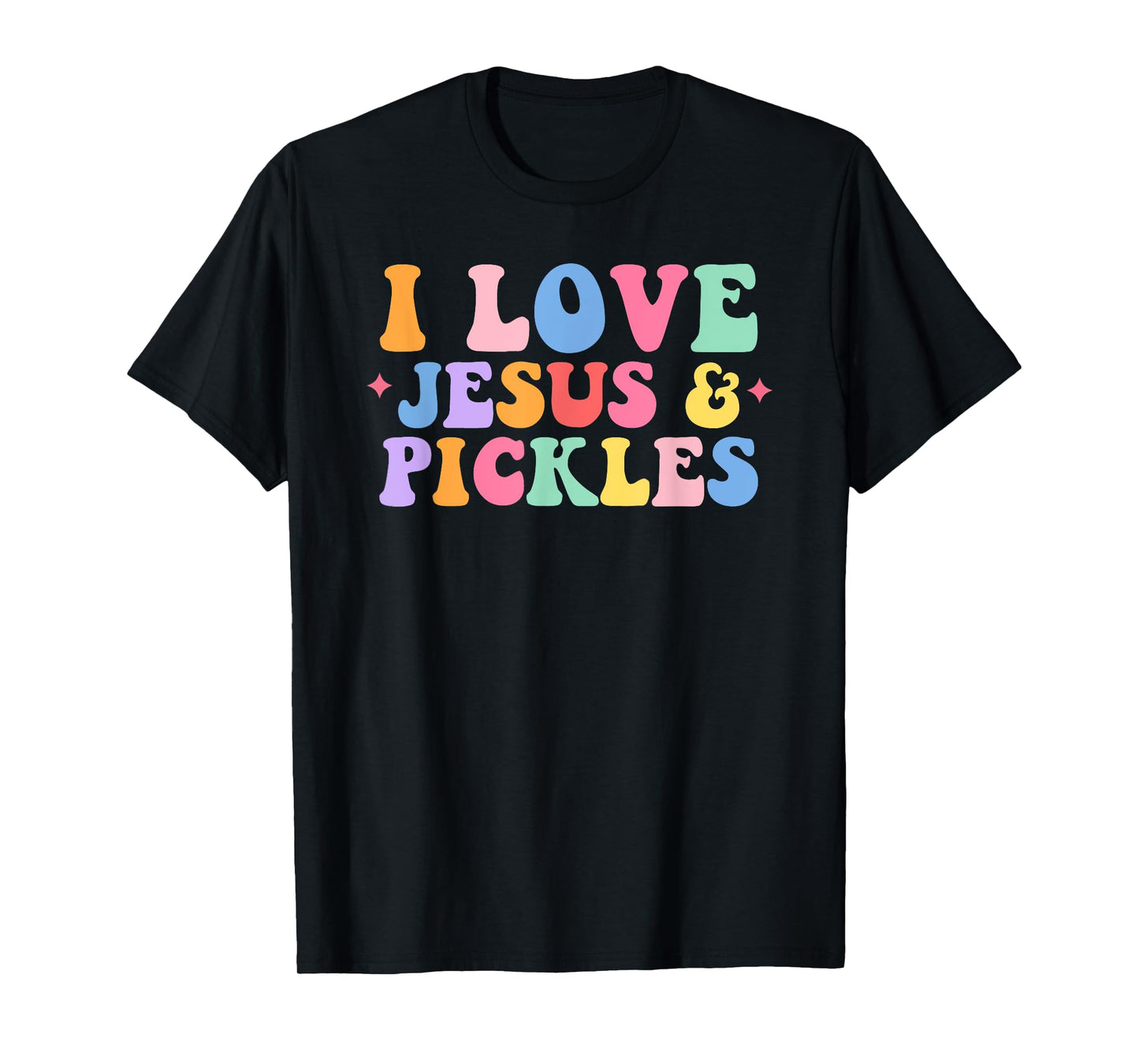 Hippie Groovy I Love Pickles & Jesus Pickle Retro T-Shirt
