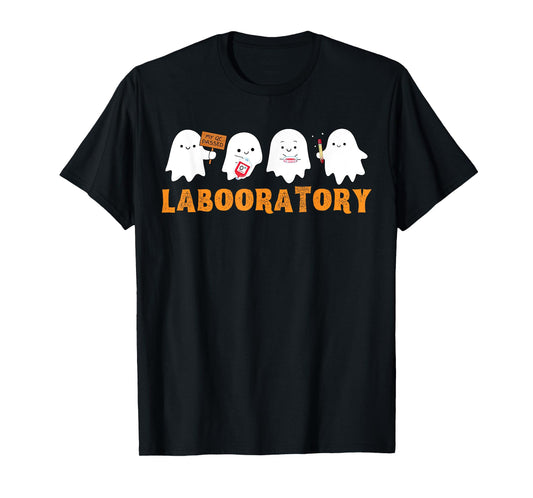 Labooratory Cute Ghost Halloween Laboratory Lab Scientist T-Shirt
