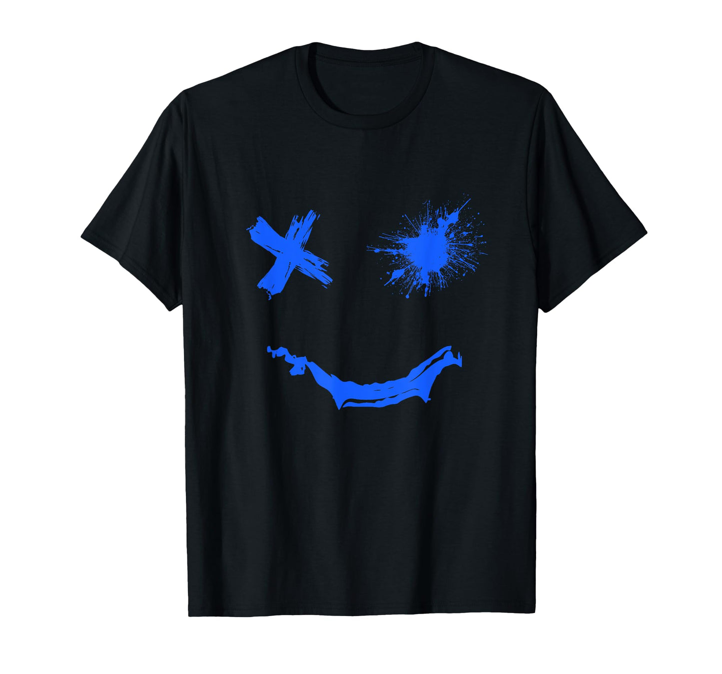 Blue Grunge Smile Royal Blue Graphic T-Shirt
