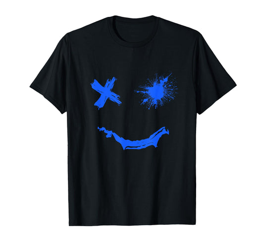 Blue Grunge Smile Royal Blue Graphic T-Shirt