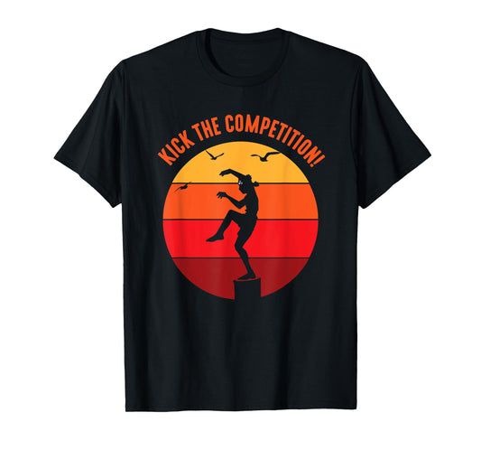 Karate Teen Kid Vintage Sunset On Pacific Ocean Beach T-Shirt