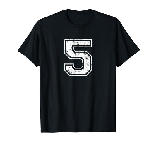 Number 5 Distressed Vintage Five Sports Training Practice T-Shirt