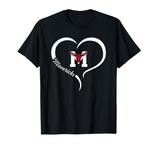 Marshall Mavericks Logo Half Heart Slogan HS T-Shirt