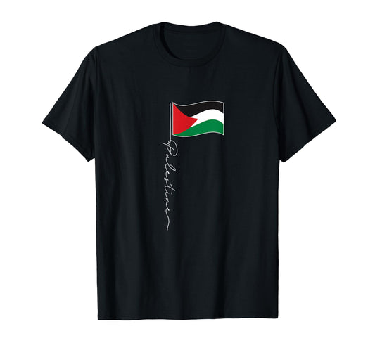 Palestine Signature Flag Pole - Patriotic Palestinian Flag T-Shirt