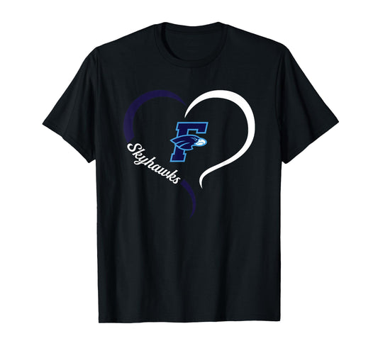 Fairborn Skyhawks Logo Half Heart Slogan HS T-Shirt